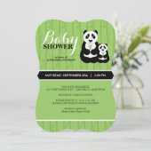 Panda Baby Dusche Grün Einladung (Stehend Vorderseite)