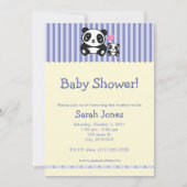 Panda-Baby-Dusche - lila u. Sahne Einladung (Vorderseite)
