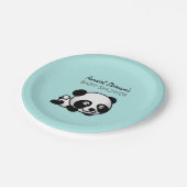 Panda-Baby-Dusche Pappteller (Schrägansicht)