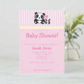 Panda Baby Dusche - Rosa Einladung (Stehend Vorderseite)
