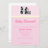Panda Baby Dusche - Rosa Einladung (Vorne/Hinten)