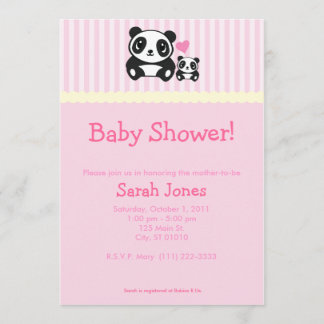 Panda Baby Dusche - Rosa Einladung