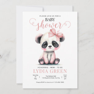 Panda Baby Duschgrün Mädchen Babydusche Einladung