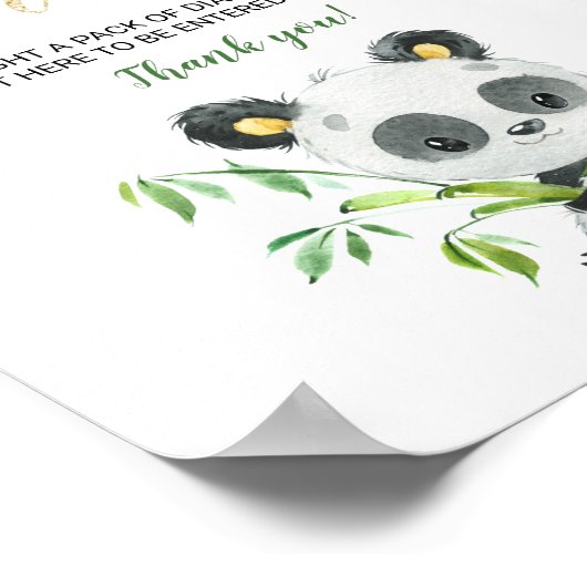 Panda Baby Showdusche Windelwindeln Schild für Tic (Ecke)