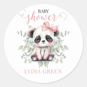 Panda-Baby-Shower-Grünzeug Mädchen-Baby-Party Runder Aufkleber