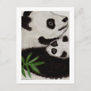 Panda & Baby Watercolor Postcard bedanken sich bei Postkarte