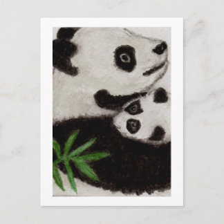 Panda & Baby Watercolor Postcard bedanken sich bei Postkarte