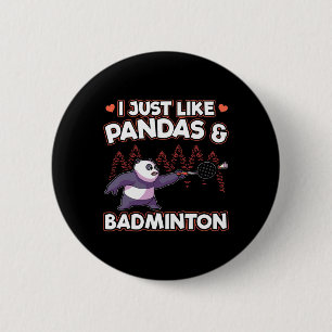 Panda Badminton I Just Liebe Pandas Button