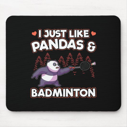 Panda Badminton I Just Liebe Pandas Mousepad (Vorne)