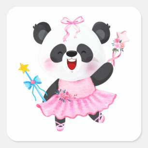 Panda Ballerina Animal Lovers Square Sticker