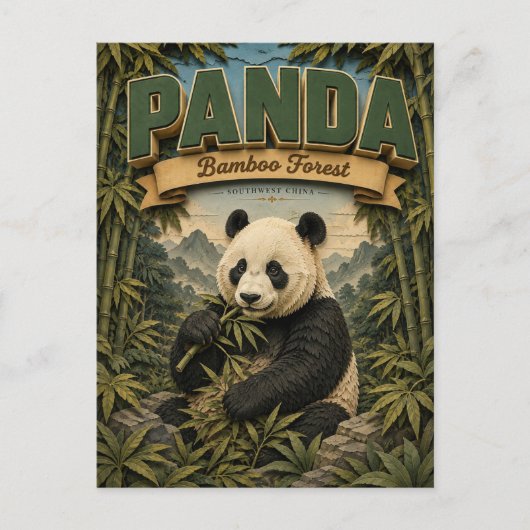 Panda Bamboo Forest POPCUT Postkarte (Vorderseite)