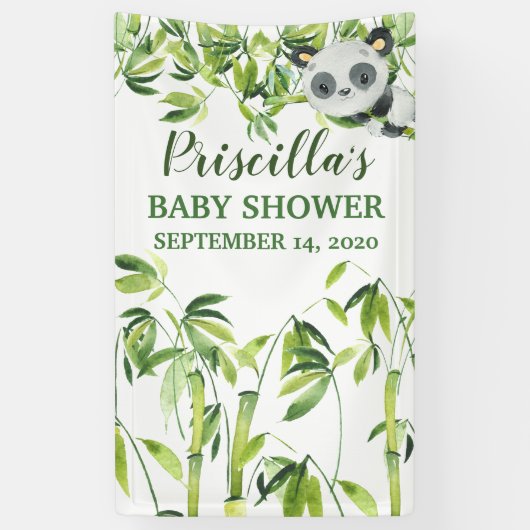 Panda Bamboo Green Baby Showbanner Banner (Vertikal)