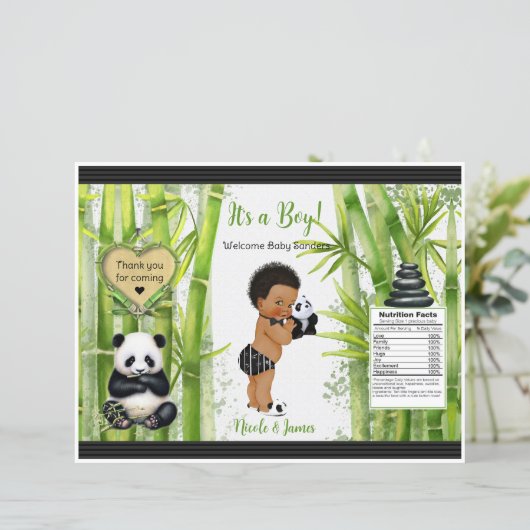 Panda Bamboo Theme Baby Boy Chip Bag (Stehend Vorderseite)