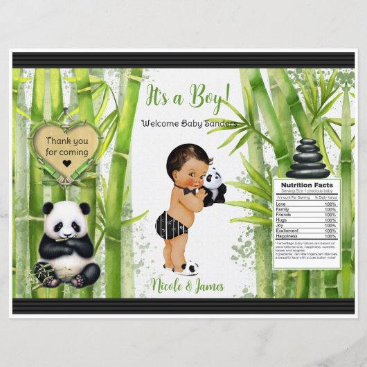 Panda Bamboo Theme Baby Boy Chip Bag (Vorderseite)