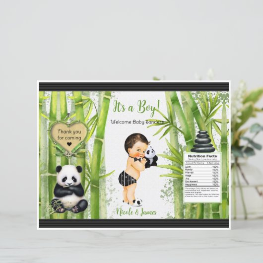 Panda Bamboo Theme Baby Boy Chip Bag (Stehend Vorderseite)