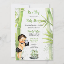 Panda Bamboo Theme Baby Boy Schwarz-weiß Green