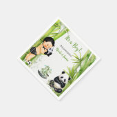 Panda Bamboo Theme Baby Boy Schwarz-weiß Green Serviette (Ecke)