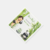 Panda Bamboo Theme Baby Boy Schwarz-weiß Green Serviette (Ecke)