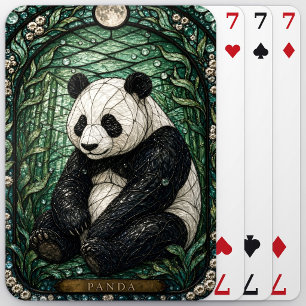 Panda-Bambus-Hain-Illumina-Buntglas Spielkarten