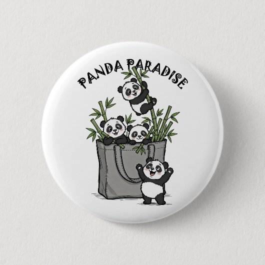 Panda Bambus Paradies Kaut Langsam Am Leben Button (Vorderseite)