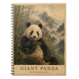 Panda Bambushochebenen China VINTAGE Notizblock