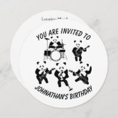 Panda Band Niedlich Kindergeburtstag Einladung (Vorne/Hinten)