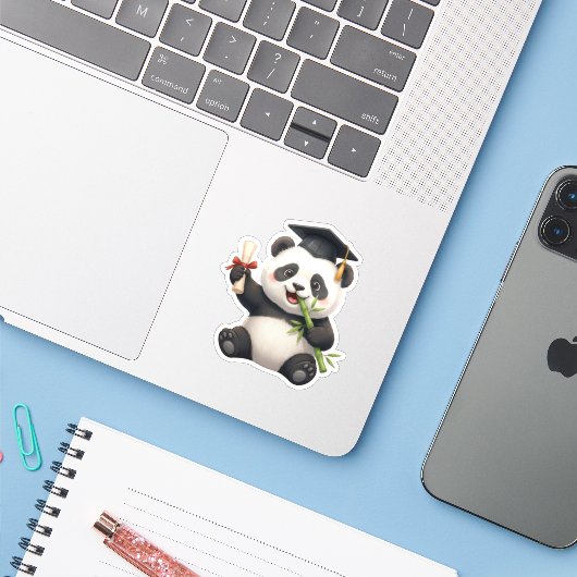 Panda-Bär-Abschluss Aufkleber (Laptop mit iPhone)