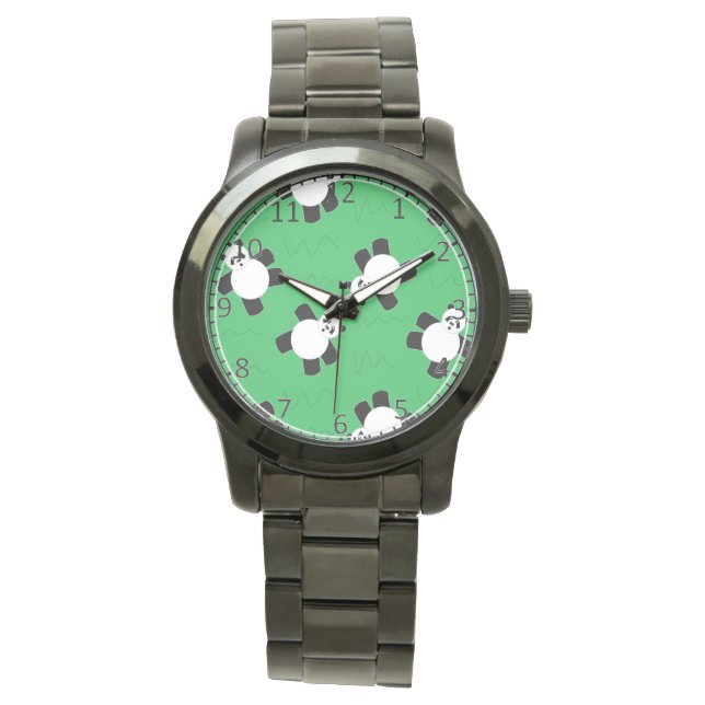 Panda-Bär auf Gras Armbanduhr (Vorderseite)
