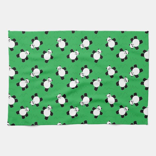 Panda-Bär auf Gras Geschirrtuch (Horizontal)