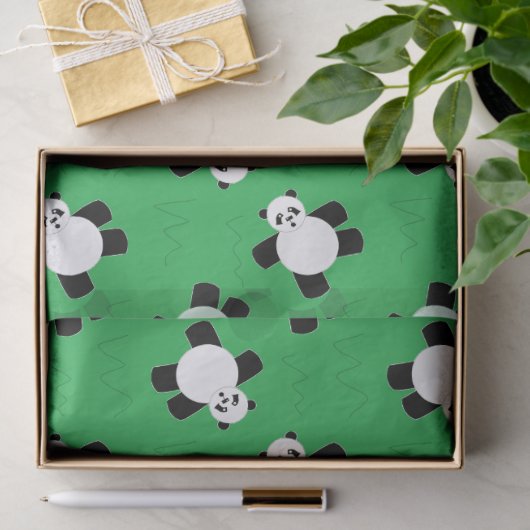 Panda-Bär auf Gras Seidenpapier (Geschenk)