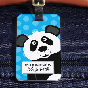 Panda-Bär Blau Kinder Süßes Tier  Gepäckanhänger
