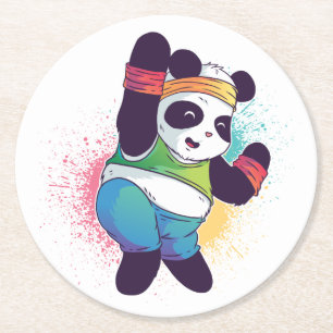 Panda Bär Dabbing Tanz Baby Shower Geburtstag Runder Pappuntersetzer