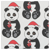 Panda-Bär, der auf Bambus am Weihnachten Snacking Stoff (Nahaufnahme)