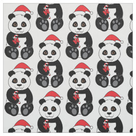 Panda-Bär, der auf Bambus am Weihnachten Snacking Stoff