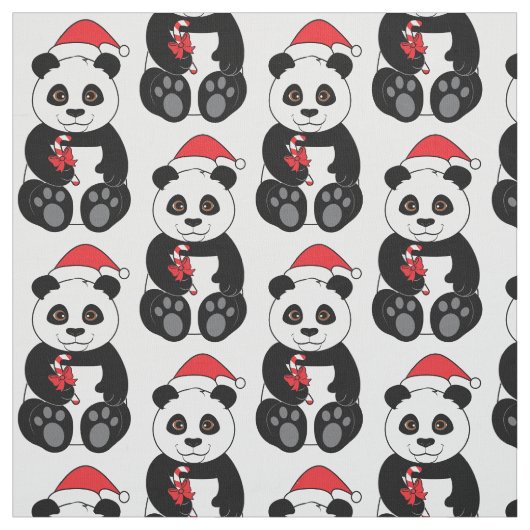 Panda-Bär, der auf Bambus am Weihnachten Snacking Stoff (Muster)
