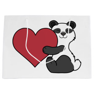 Panda-Bär des Valentines niedlicher Tagesmit rote Große Geschenktüte