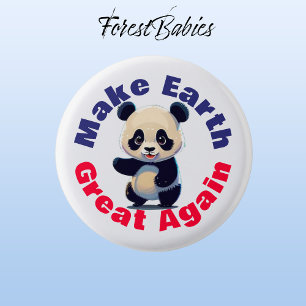 Panda Bär, die Erde wieder groß machen, die Umwelt Button