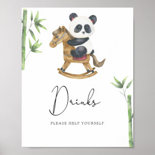 Panda Bär Drinks bediene dich Poster