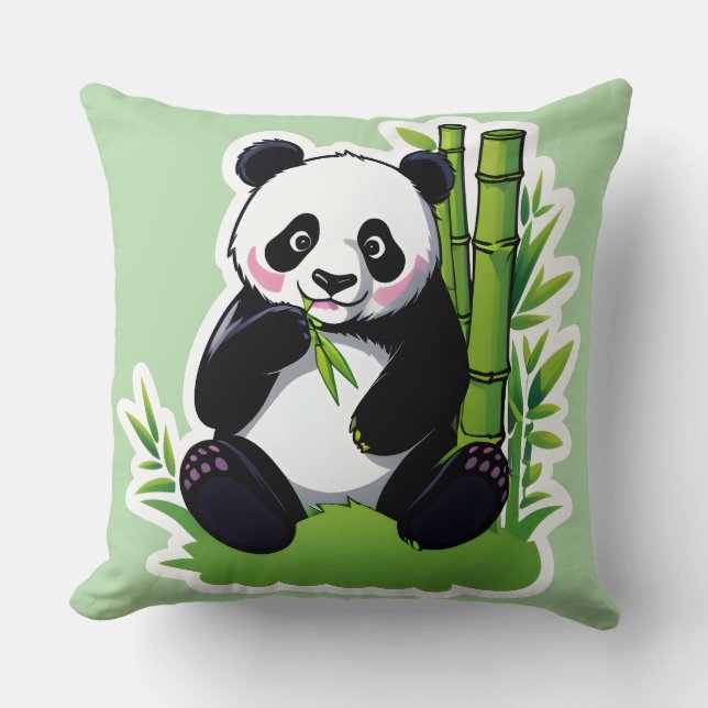 Panda-Bär frisst Bambusblätter Kissen (Vorderseite)