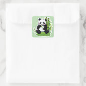 Panda-Bär frisst Bambusblätter Quadratischer Aufkleber (Tasche)