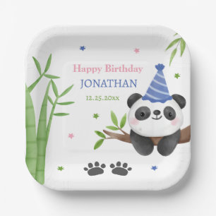 Panda Bär Grün Bambus Kindergeburtstag Pappteller