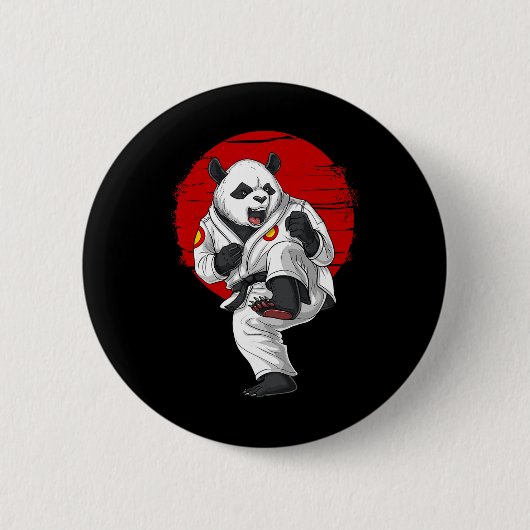 Panda Bär Karate Kickboxen Muay Thai Kampfsport Button (Vorderseite)
