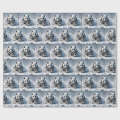 Panda-Bär läuft im Schnee Geschenkpapier (Flach)