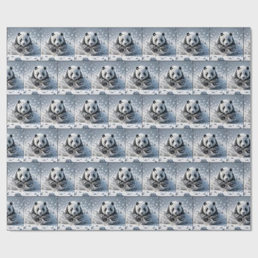 Panda-Bär läuft im Schnee Geschenkpapier (Flach)