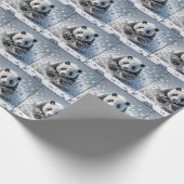 Panda-Bär läuft im Schnee Geschenkpapier (Ecke)