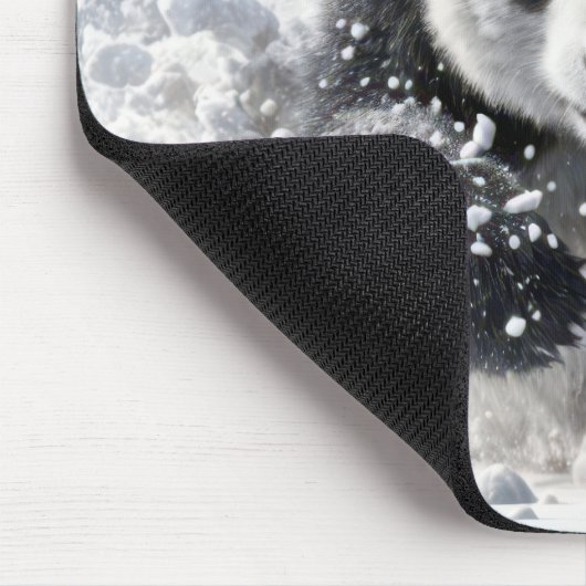 Panda-Bär läuft im Schnee Mousepad (Ecke)