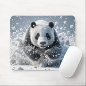 Panda-Bär läuft im Schnee Mousepad (Mit Mouse)