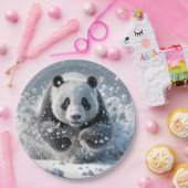 Panda-Bär läuft im Schnee Pappteller (Party)