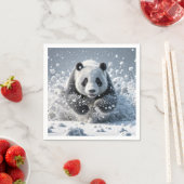Panda-Bär läuft im Schnee Serviette (Beispiel)