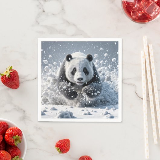 Panda-Bär läuft im Schnee Serviette (Beispiel)